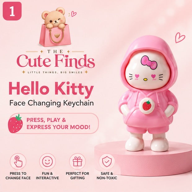 Hello Kitty Face-Changing Pink Hoodie Keychain