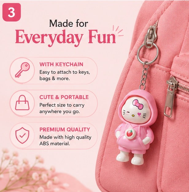 Hello Kitty Face-Changing Pink Hoodie Keychain
