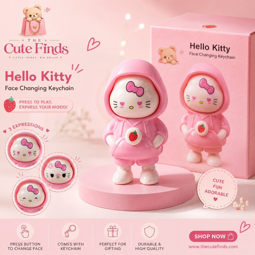 Hello Kitty Face-Changing Pink Hoodie Keychain
